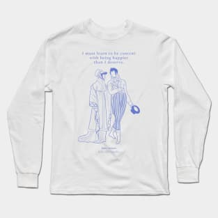 Pride and Prejudice Line art and Happiness Quote Long Sleeve T-Shirt